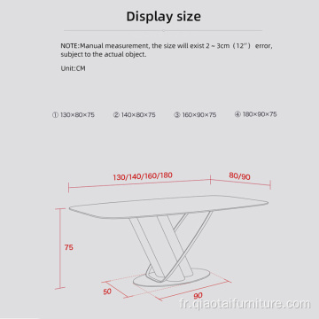 Table à manger de luxe en acier inoxydable design moderne